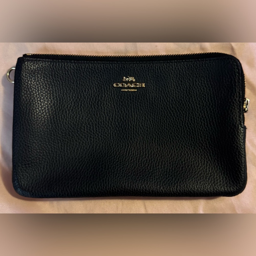 Coach Black Textured Leather Clutch
